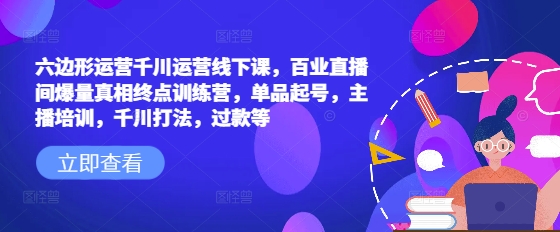 六边形运营千川运营线下课，百业直播间爆量真相终点训练营，单品起号，主播培训，千川打法，过款等-青禾学社
