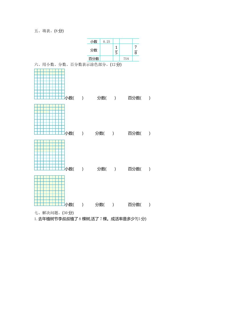 五下（54制）青岛版数学第二单元检测-1-青禾学社