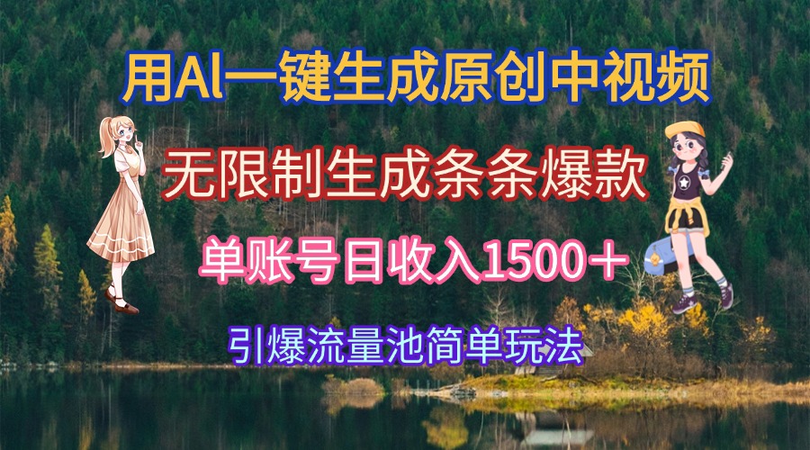 用Al一键生成原创中视频,无限制生成条条爆款,单账号日收入1500+引爆…-青禾学社
