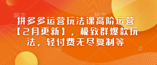 拼多多运营玩法课高阶运营【2月更新】,极致群爆款玩法,轻付费无尽复制等-青禾学社