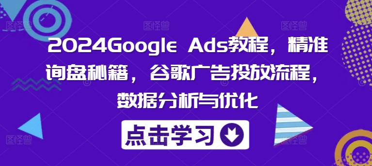 2024Google Ads教程,精准询盘秘籍,谷歌广告投放流程,数据分析与优化-青禾学社
