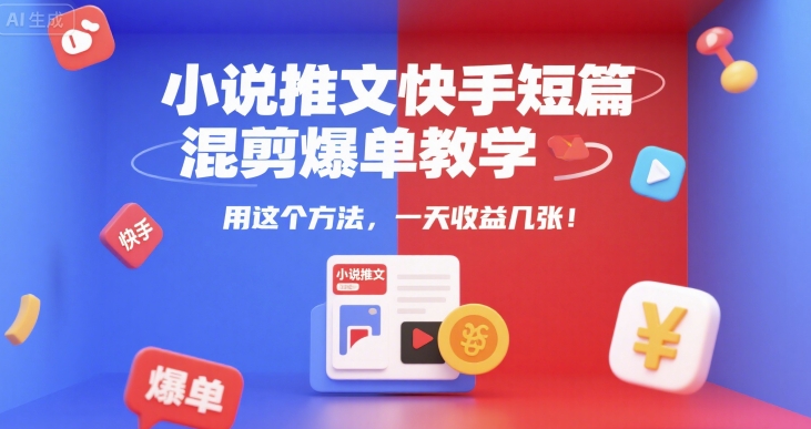 小说推文快手短篇混剪爆单教学,用这个方法,一天收益几张-青禾学社