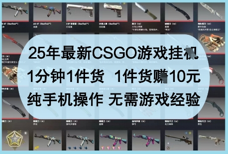 25年最新CSGO游戏挂G,1分钟1件货,1件货挣10元,纯手机操作,无需游戏经验【揭秘】-青禾学社