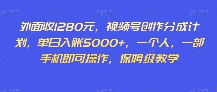 外面收1280元,视频号创作分成计划,单日入账5000+,一个人,一部手机即可操作,保姆级教学【揭秘】-青禾学社