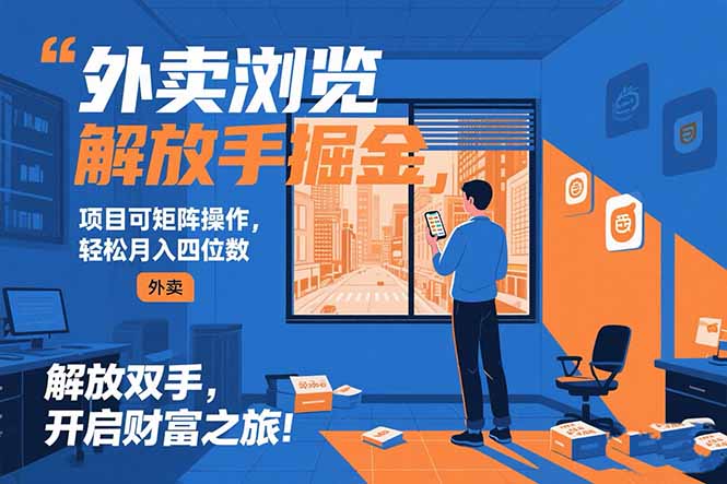 外卖浏览掘金项目 可矩阵操作 轻松日入500+-青禾学社