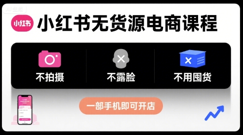 小红书无货源电商课程，不拍摄不露脸不用囤货，一部手机即可开店-青禾学社
