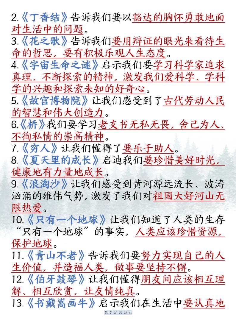 六上语文课内必背知识点汇总（共14页）-青禾学社