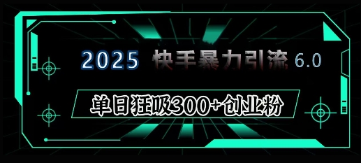 2025年快手6.0保姆级教程震撼来袭,单日狂吸300+精准创业粉-青禾学社