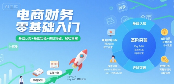电商财务零基础入门,基础认知+基础实操+进阶突破,轻松掌握-青禾学社