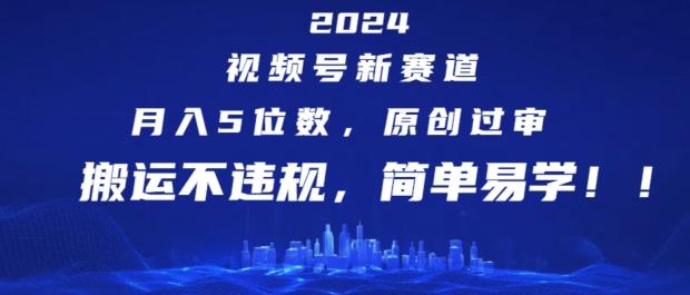 2024视频号新赛道，月入5位数+，原创过审，搬运不违规，简单易学【揭秘】-青禾学社