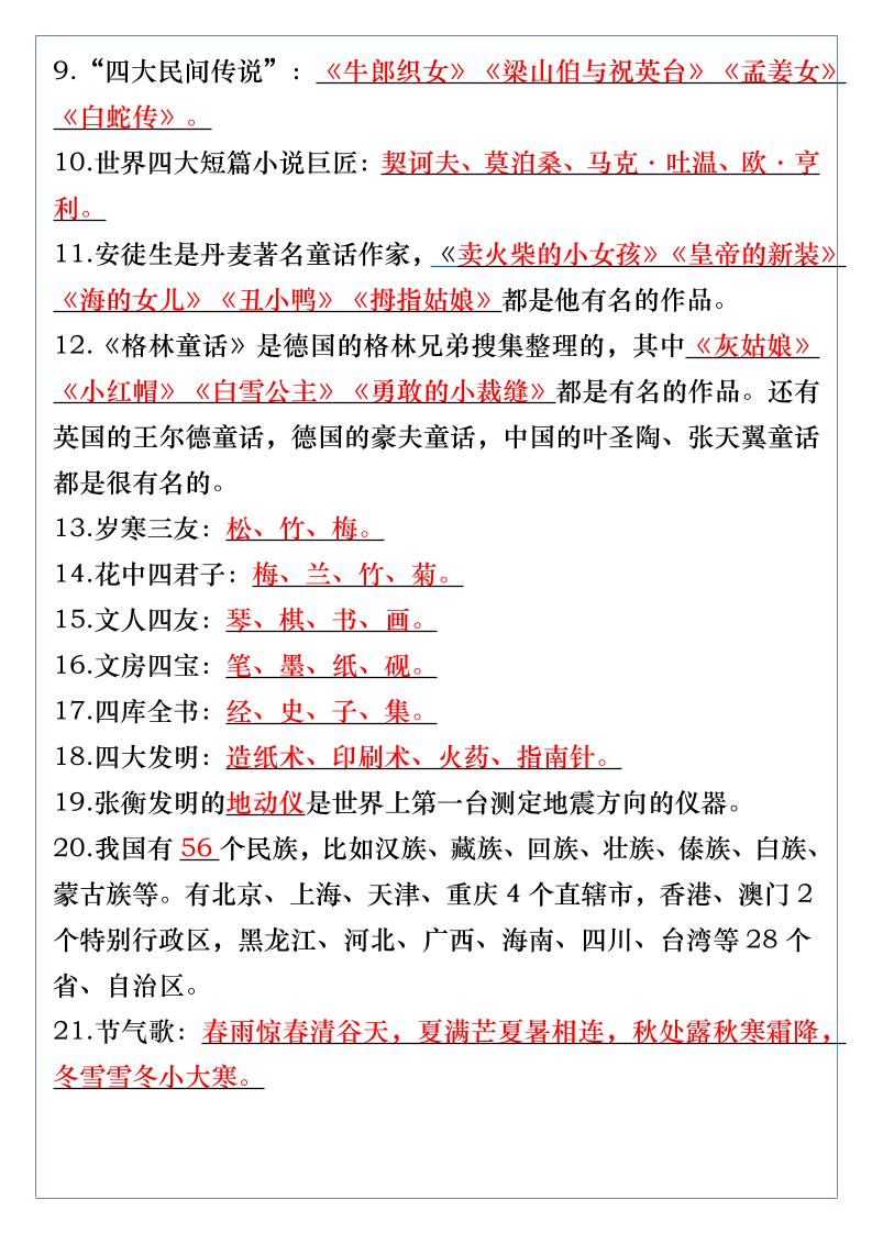 【2025秋新版】五升六年级语文上册必背必考文学常识汇总-青禾学社