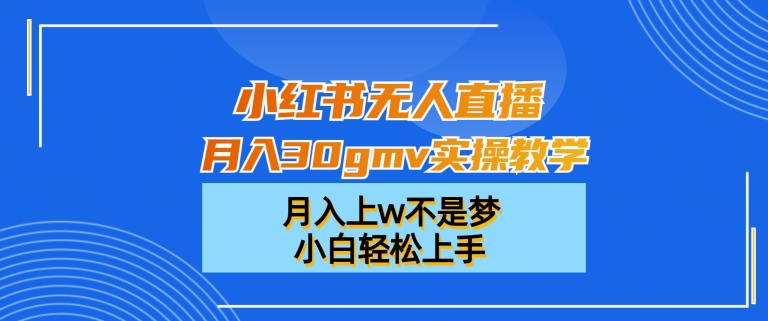 小红书无人直播月入30gmv实操教学,月入上w不是梦,小白轻松上手【揭秘】-青禾学社