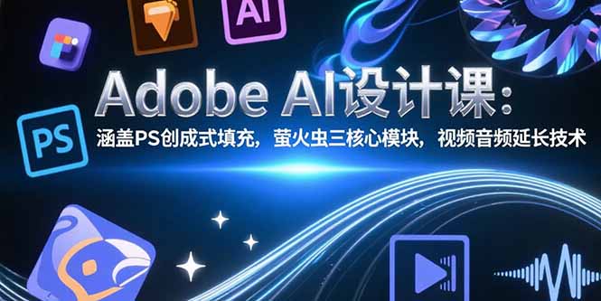 Adobe AI设计课:涵盖PS创成式填充,萤火虫三核心模块,视频音频延长技术-青禾学社