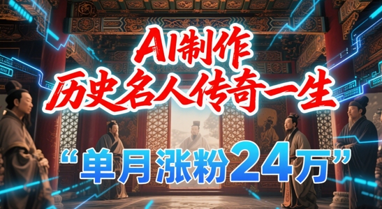 暴力起号！用AI制作历史名人传奇一生，单月涨粉24W，涨粉+变现赛道黑马来了-青禾学社