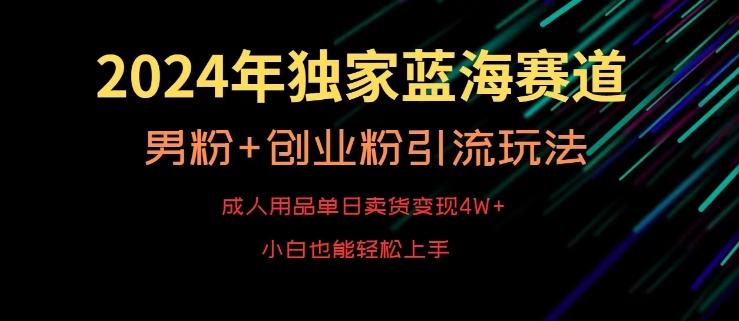 2024年独家蓝海赛道,成人用品单日卖货变现4W+,男粉+创业粉引流玩法,不愁搞不到流量【揭秘】-青禾学社