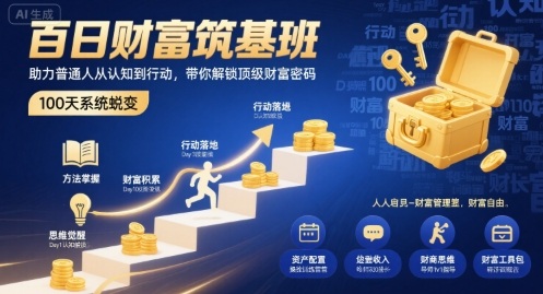 百日财富筑基班，助力普通人从认知到行动，带你解锁顶级财富密码-青禾学社