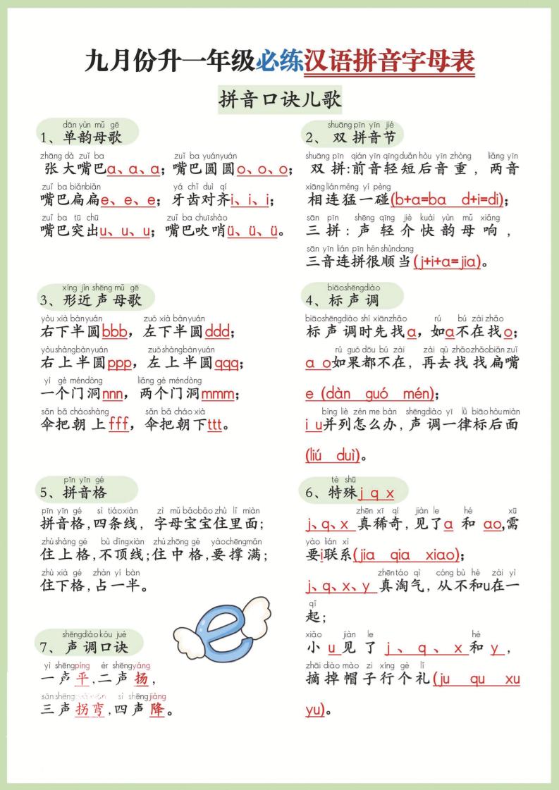 幼小衔接！语文九月份升一年级必练汉语拼音-声母-青禾学社