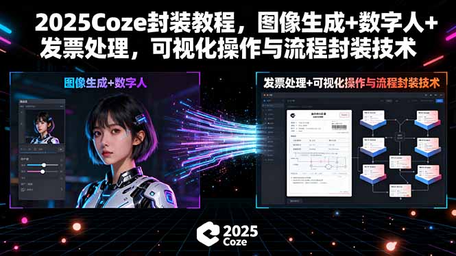 2025Coze封装教程，图像生成+数字人+发票处理，可视化操作与流程封装技术-青禾学社