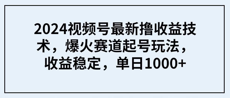 (9651期) 2024视频号最新撸收益技术,爆火赛道起号玩法,收益稳定,单日1000+-青禾学社