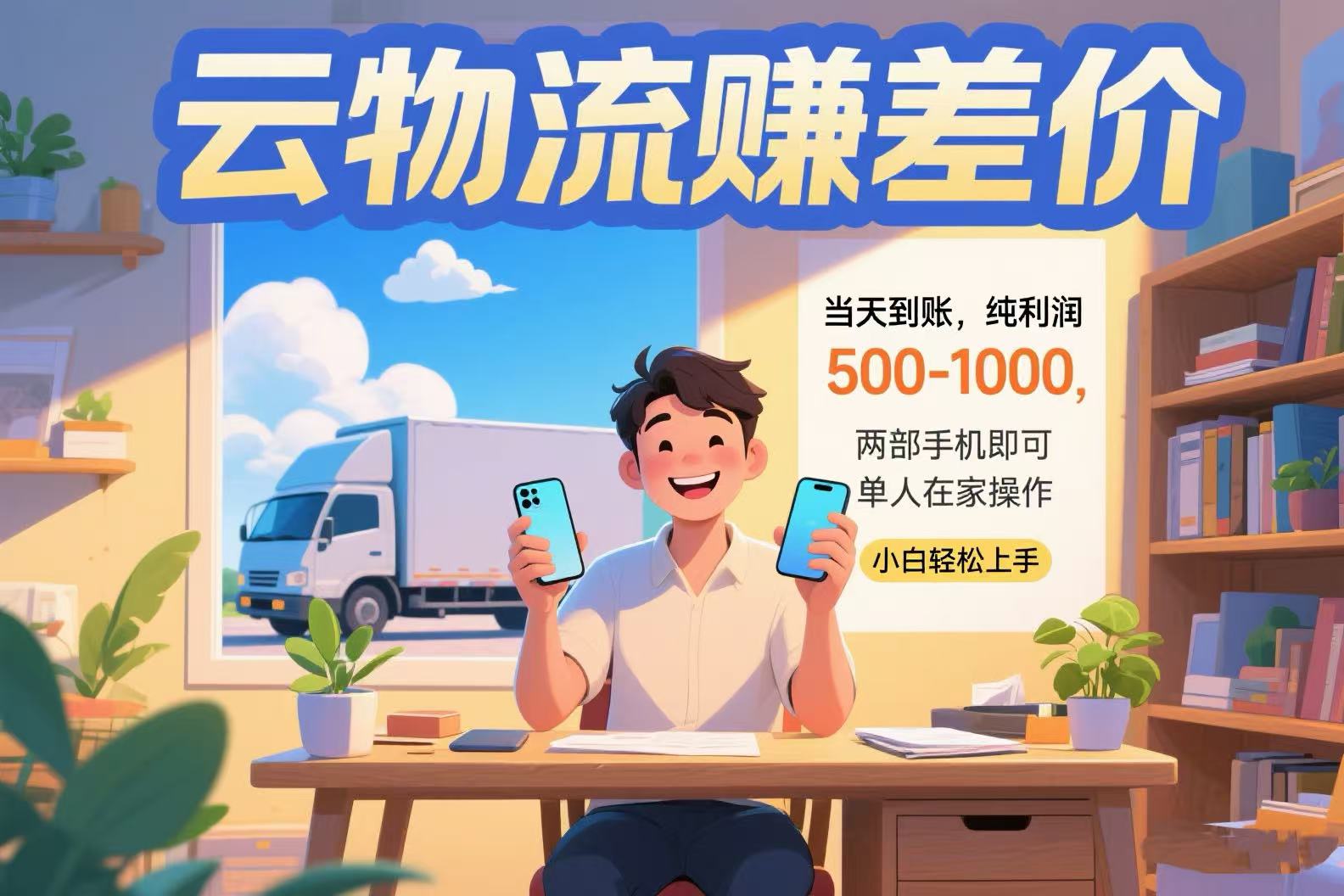云物流赚差价 当天到账纯利润500-1000 两部手机即可 可单人在家操作 小…-青禾学社