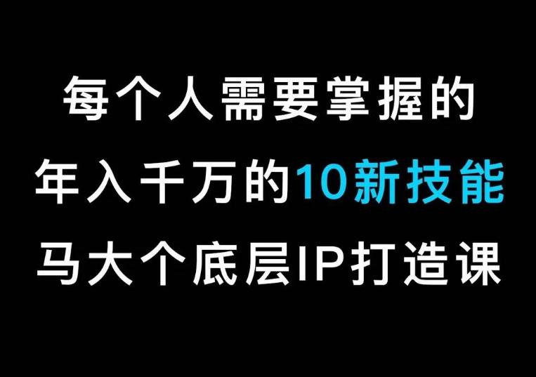 马大个的IP底层逻辑课,每个人需要掌握的年入千万的10新技能,约会底层IP打造方法!-青禾学社
