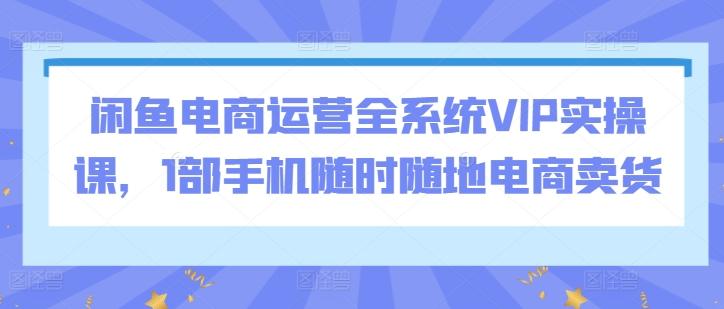 闲鱼电商运营全系统VIP实操课,1部手机随时随地电商卖货-青禾学社