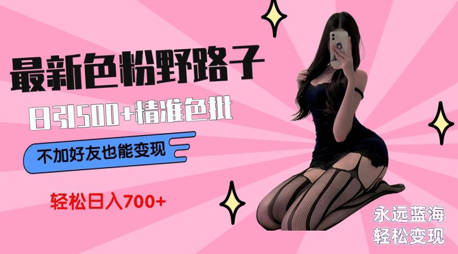 最新色粉变现野路子,日引500+老色批 可不加好友直接变现 小白轻松日入700+-青禾学社