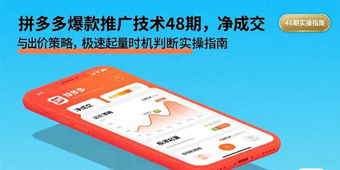 拼多多爆款推广技术48期,净成交与出价策略,极速起量时机判断实操指南-青禾学社