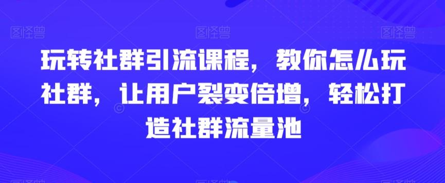 玩转社群引流课程,教你怎么玩社群,让用户裂变倍增,轻松打造社群流量池-青禾学社