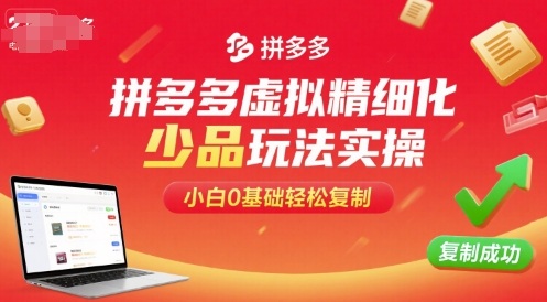 拼多多虚拟精细化少品玩法实操,小白0基础轻松复制-青禾学社
