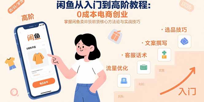 闲鱼从入门到高阶教程:0成本电商创业,掌握闲鱼卖货核心方法论与实战技巧-青禾学社