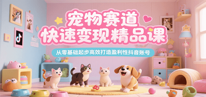 宠物赛道快速变现精品课，从零基础起步高效打造盈利性抖音账号-青禾学社