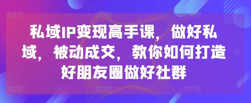 私域IP变现高手课,做好私域,被动成交,教你如何打造好朋友圈做好社群-青禾学社