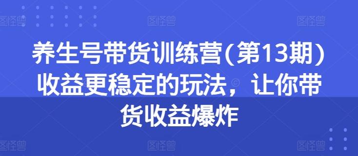 养生号带货训练营(第13期)收益更稳定的玩法,让你带货收益爆炸-青禾学社