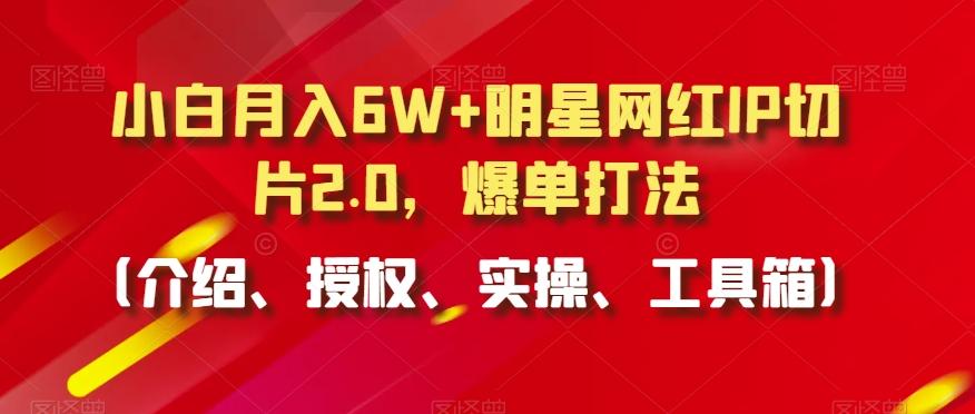 小白月入6W+明星网红IP切片2.0，爆单打法(介绍、授权、实操、工具箱)【揭秘】-青禾学社
