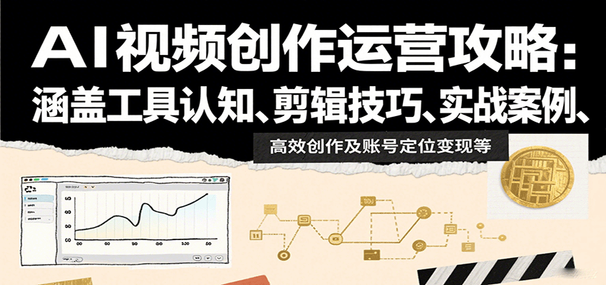 AI视频创作运营攻略:涵盖工具认知、剪辑技巧、实战案例、高效创作及账号定位变现等-青禾学社
