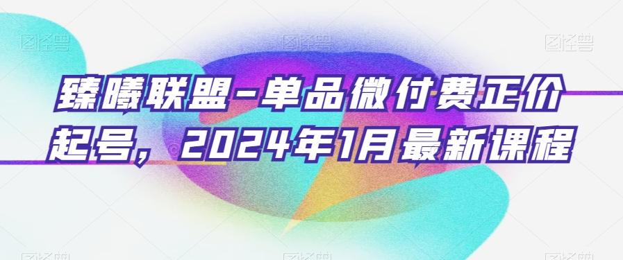 臻曦联盟-单品微付费正价起号,2024年1月最新课程-青禾学社