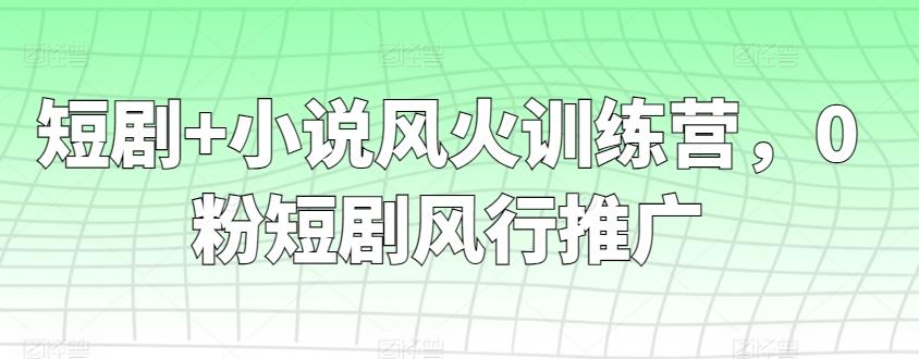 短剧+小说风火训练营,0粉短剧风行推广-青禾学社