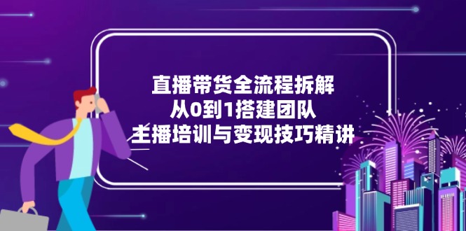 直播带货全流程拆解:从0到1搭建团队,主播培训与变现技巧精讲-青禾学社