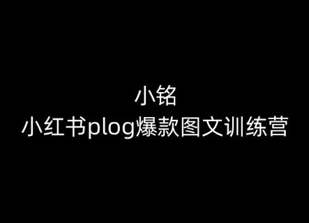 小铭-小红书plog爆款图文训练营,教你从0-1做小红书-青禾学社