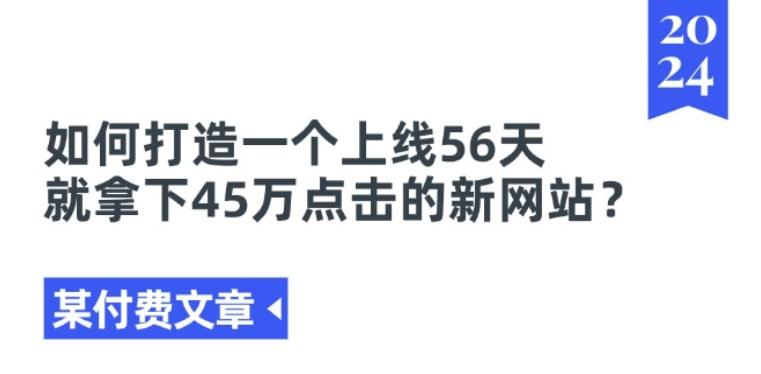 某付费文章《如何打造一个上线56天就拿下45万点击的新网站?》-青禾学社