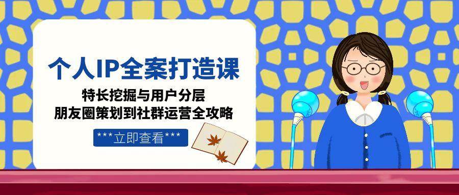 个人IP全案打造课，特长挖掘与用户分层，朋友圈策划到社群运营全攻略-青禾学社
