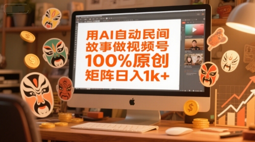 用AI自动民间故事做视频号，100%原创，矩阵日入1k+-青禾学社