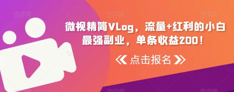 微视精简Vlog，流量+红利的小白最强副业，单条收益200！-青禾学社