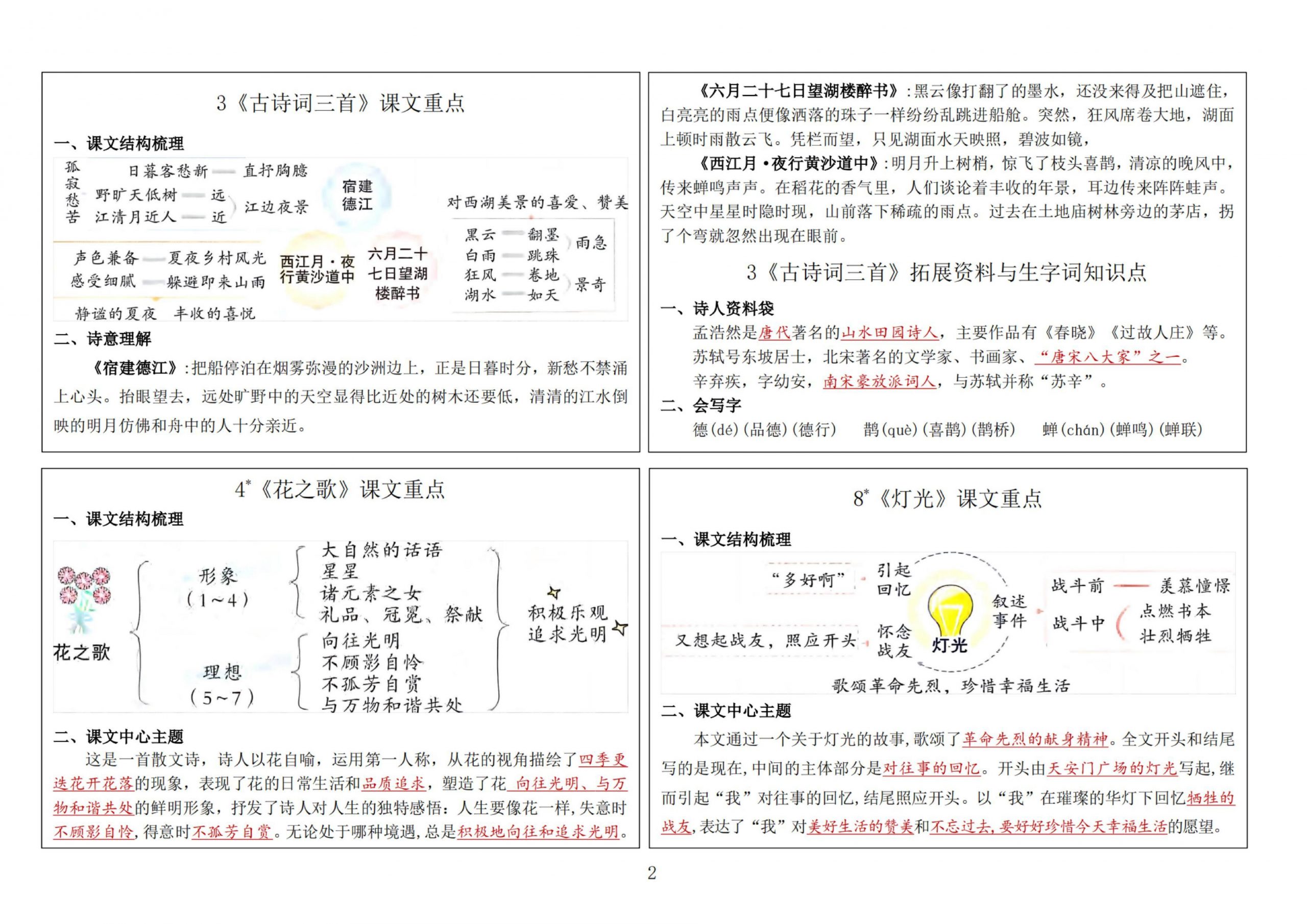 六年级语文上册-暑假预习课课贴-青禾学社