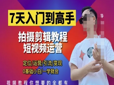 7天入门到高手，短视频剪辑运营高手课，定位 运营 引|流 变现，0基础小白一学就会-青禾学社