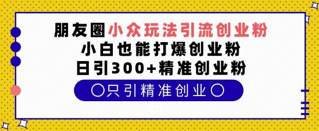 朋友圈小众玩法引流创业粉,小白也能打爆创业粉,日引300+精准创业粉【揭秘】-青禾学社