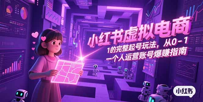 小红书虚拟电商,从0-1的完整起号玩法,一个人运营账号爆赚指南-青禾学社