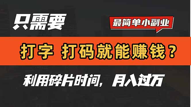 只需要打字，打码，就能赚钱？简单的赚钱小副业，利用碎片时间，月入过万-青禾学社