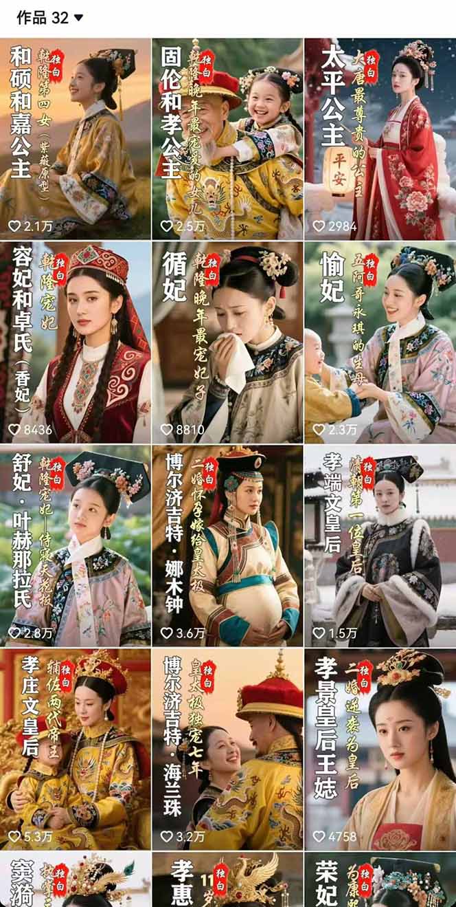 历史女性人物创作课:独白文案+AI克隆+蒙版剪辑,3个月涨粉22w+副业月入3w-青禾学社